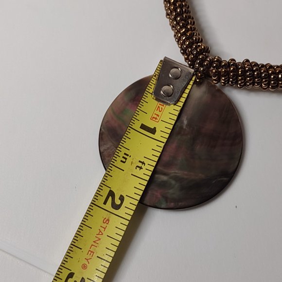 Lia Sophia Brown Shell Pendant Necklace Adjustable 16 To 17 Inches Long - Picture 8 of 10